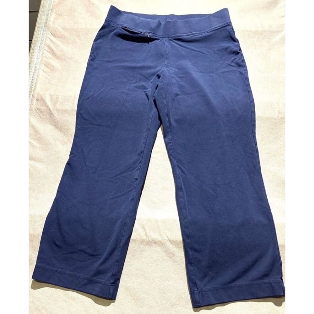 Lands End Womens Navy Wide-Leg Pull-On Pants XL Petite Cotton Blend